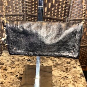 BDG Elegant Black small genuine Leather Crossbody Bag, clutch minimalist